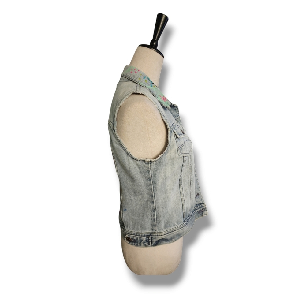 Handpainted OOAK Abstract Art Denim Vest - Picture 3 of 9